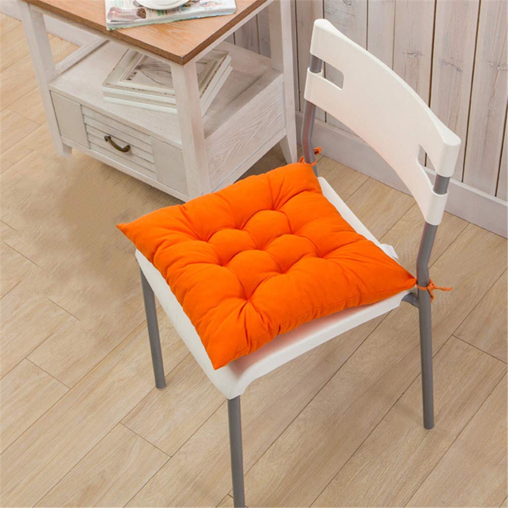 Coussins de chaise 40 x 40 cm orange galettes de siège carrées avec liens lot de 2
