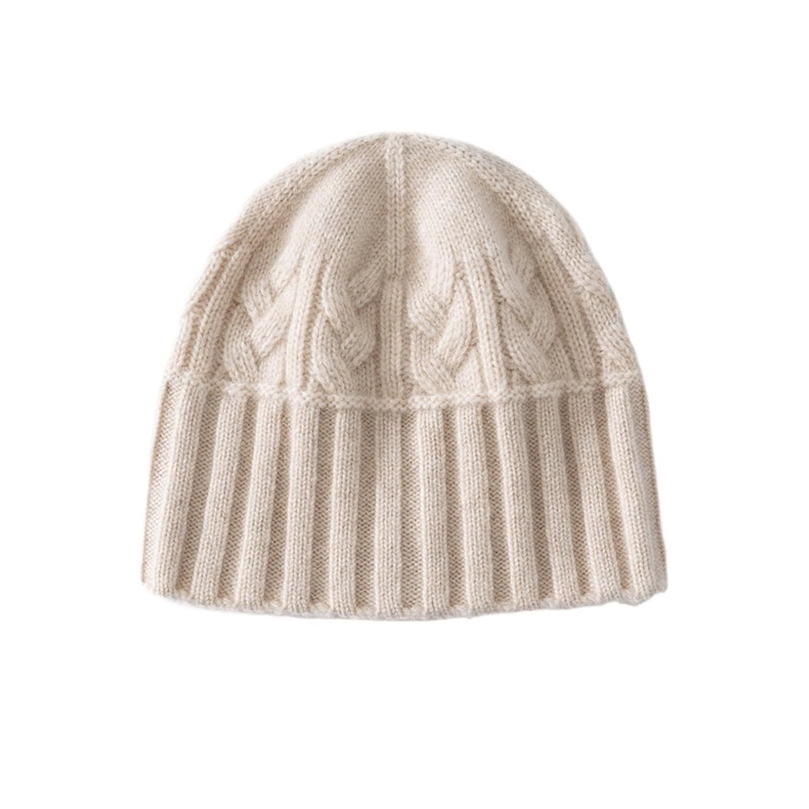 Damska czapka kaszmirowa z dzianiny w jodełkę, ściągaczowa, zimowa, ciepła, miękka, akcesorium na zimną pogodę(Beige)