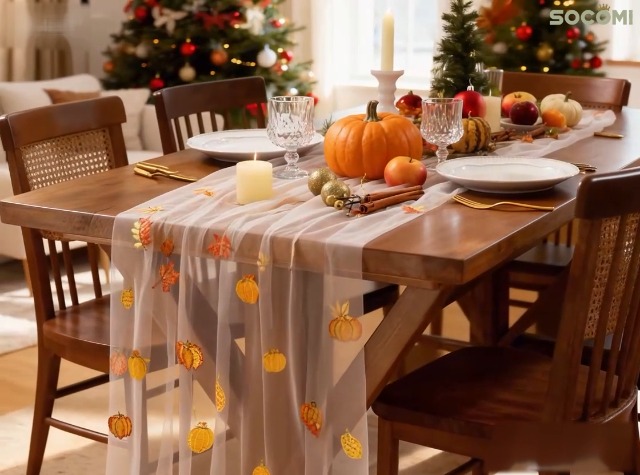 Amazon.com: Christmas Tree Table Runner Gold Gauze Glitter Sheer