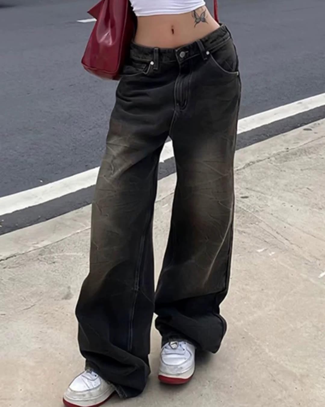 EMMIOL Baggy Jeans for Women, Wide Leg Jeans Plus Size Boyfriends Denim Pants, Y2K Vintage Style