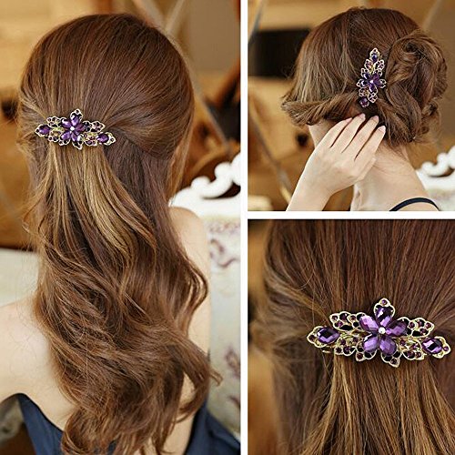 A&C Vintage Princess Hair Combs, Fashion Flowers Hair Clips & Headwear for Women. (Purple)
