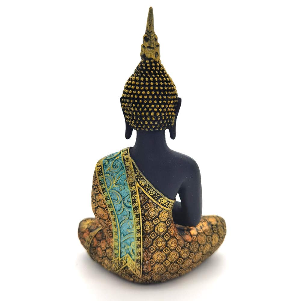 VVW&LIU 2020 Estatua de Buda 16 cm 20 cm Escultura de Buda Resina Verde Hecho a Mano Budismo estatuilla meditación decoración del hogar, 16 CM