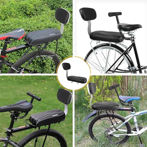alouweekuky Fahrradrücksitz - Polstersattel mit Rückenlehne gepäckträger Hinteres Sitzkissen Armlehne Fußstütze Sicherheits Fahrrad Rücksitz Zub(Set-3)