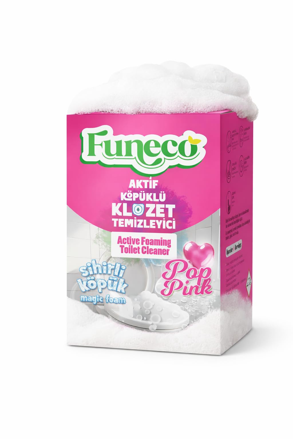 PopPink! Tuvalet Klozet WC Lavabo Temizleyici Aktif Köpüklü Doğa Dostu 4x75g (300g) Aylık Paket
