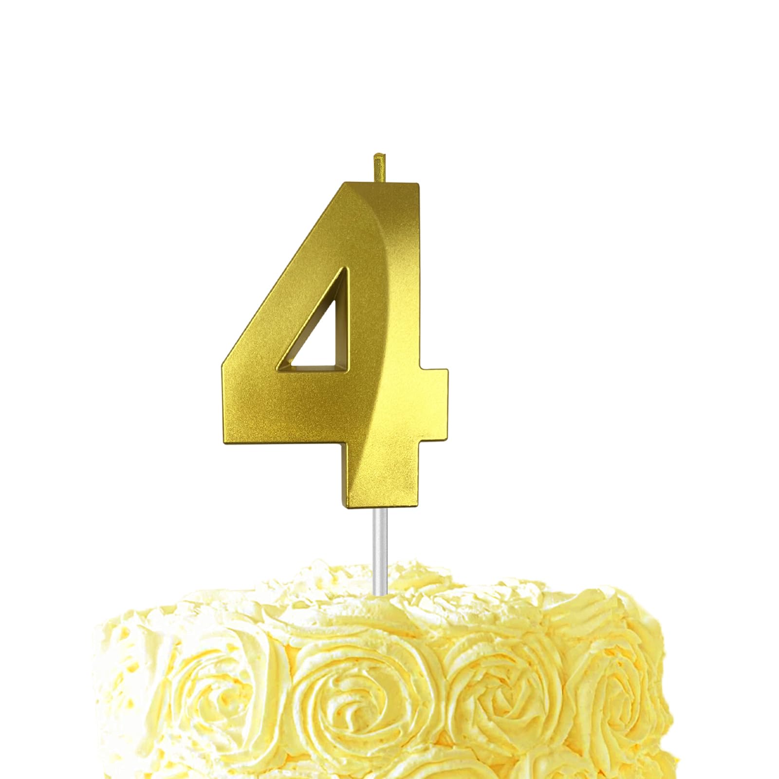 Gold Birthday Number 4 Candles for Wedding Party Cake Decorations