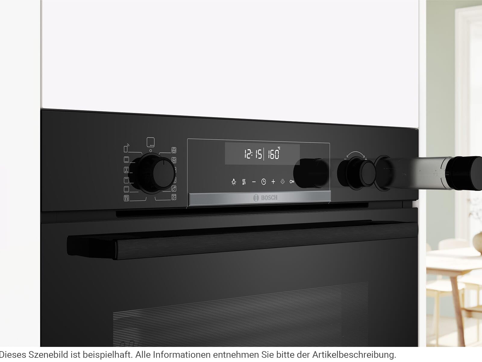 Bosch HRG578CB7, Serie 6, Smarter Einbau-Backofen mit Dampfunterstützung 60 x 60 cm, Made in Germany, Pyrolyse, Bratenthermometer, Air Fry Funktion, 3D-Heißluftfunktion, Soft Close, Backofenassistent