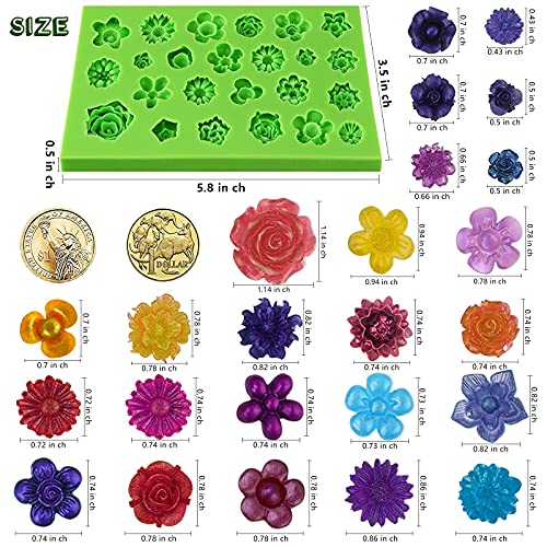 24 Cavity Flower Fondant Mold, 3D Mini Flower Silicone Mold For Chocolate Candy, Cake Decoration, Polymer Clay, Sugar Craft, Resin Jewelry Casting #TOP1