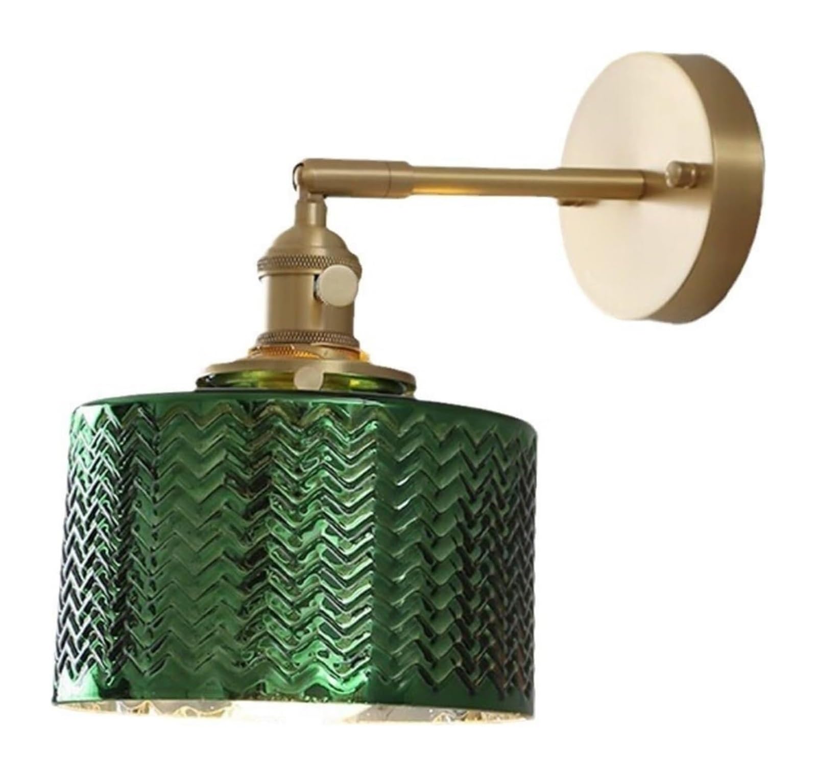 VDOQTLJT V-intage Gold Brass Wall Lamp Cylindrical Glass Shade Light Adjustable Bedside Sconce Lamps sconces