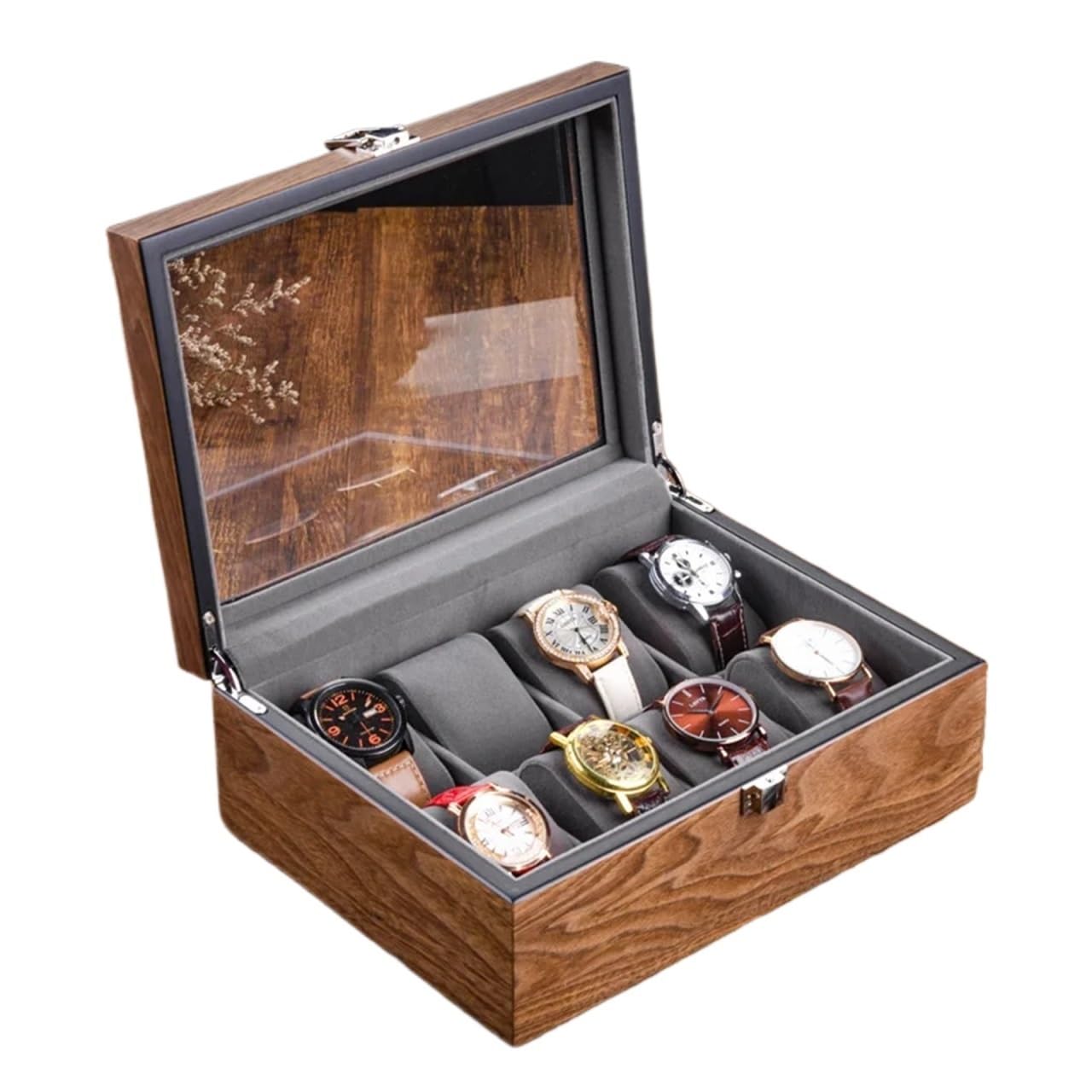 LPATEBCVU Solid Wood Watch Box Wooden Watch Box Mens Case Storage Travel Watches Organizer Display Collection Portable