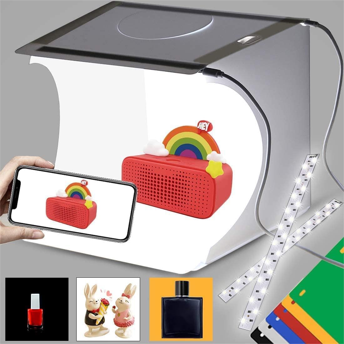 SHOPEE 23cm Mini Photo Studio Light Box,Portable Folding Photography Light Lighting Tent kit with 40pcs LED Light + 6 Kinds Color Backgrounds for Small Size Products-picture-32