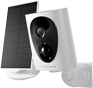 virtavo 2K Wireless Outdoor WiFi Camera, Starlight Lens, Surveillance Camera with Solar Panel, Color Night Vision, PIR Detection, Two-Way Audio, SD/Cloud, SF1 asin的图片