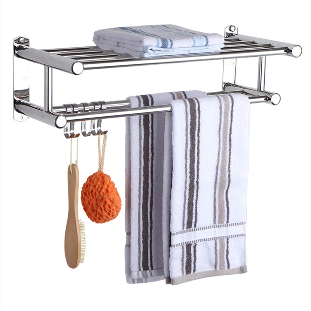 Toallero, Estante de almacenamiento para baño, barra de toalla múltiple, toallero de pared con ganchos, toallero de acero inoxidable, para baño, cocina de hotel-Los 40cm