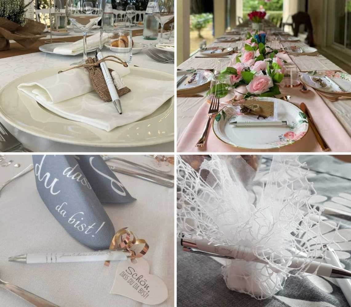 50 bolígrafos de boda blancos grabados personalizados. Cualquier texto que quieras. Para diversas ocasiones: souvenirs para invitados de boda, comuniones, bautizos, cumpleaños, aniversarios.