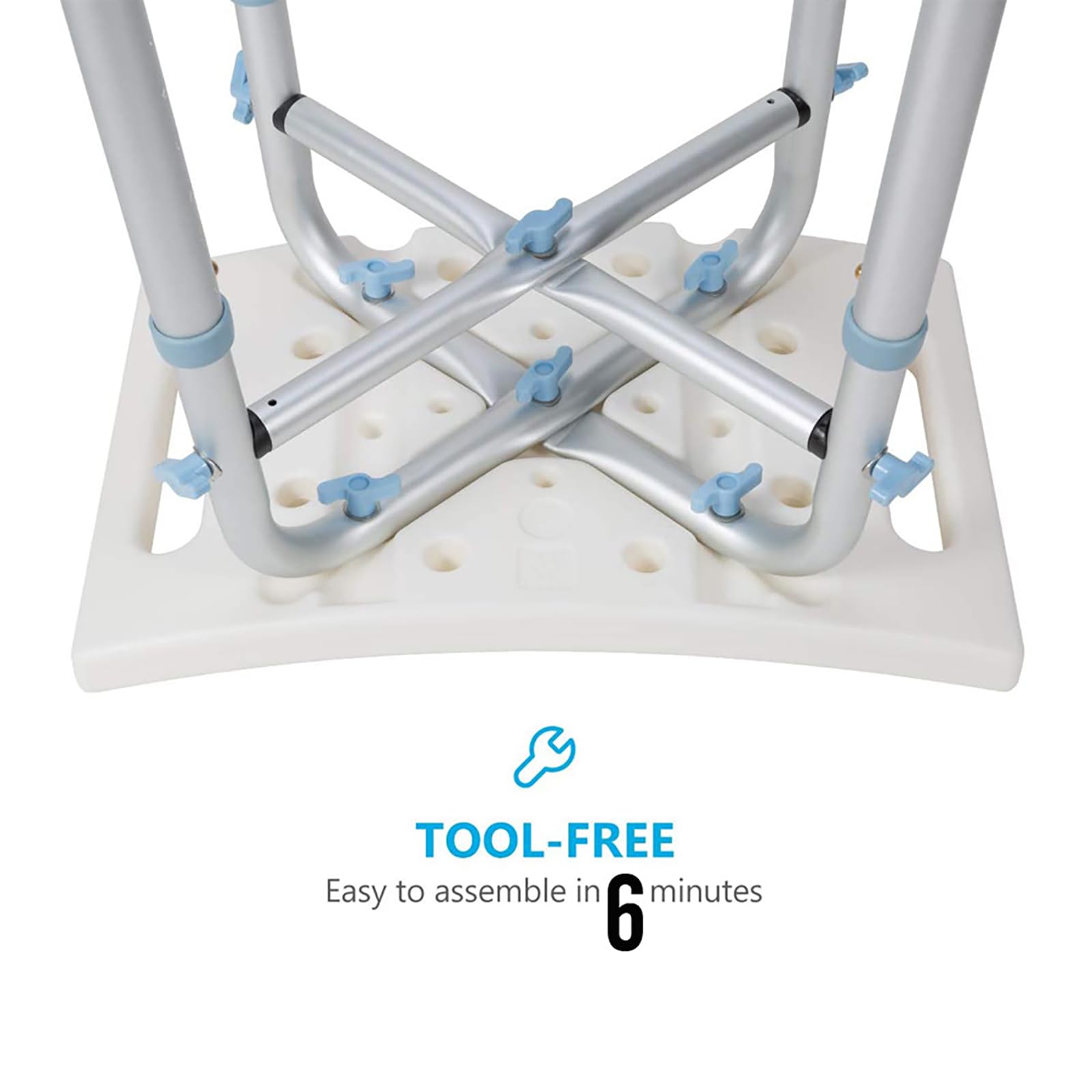 NEWFUN Taburete Ducha para Mayores, Silla de Ducha Antideslizante y Regulable en Altura, Montaje Sin Herramientas, 150 KG