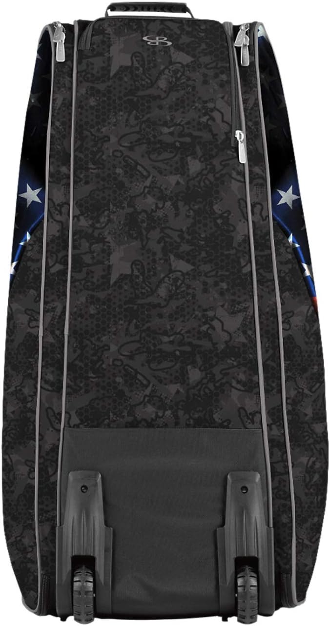 Boombah Beast Rolling Bat Bag 2.0-40" x 14" x 13" - USA Black Ops Black/Royal/Red - Holds 8 Bats, Glove and Shoe Compartments