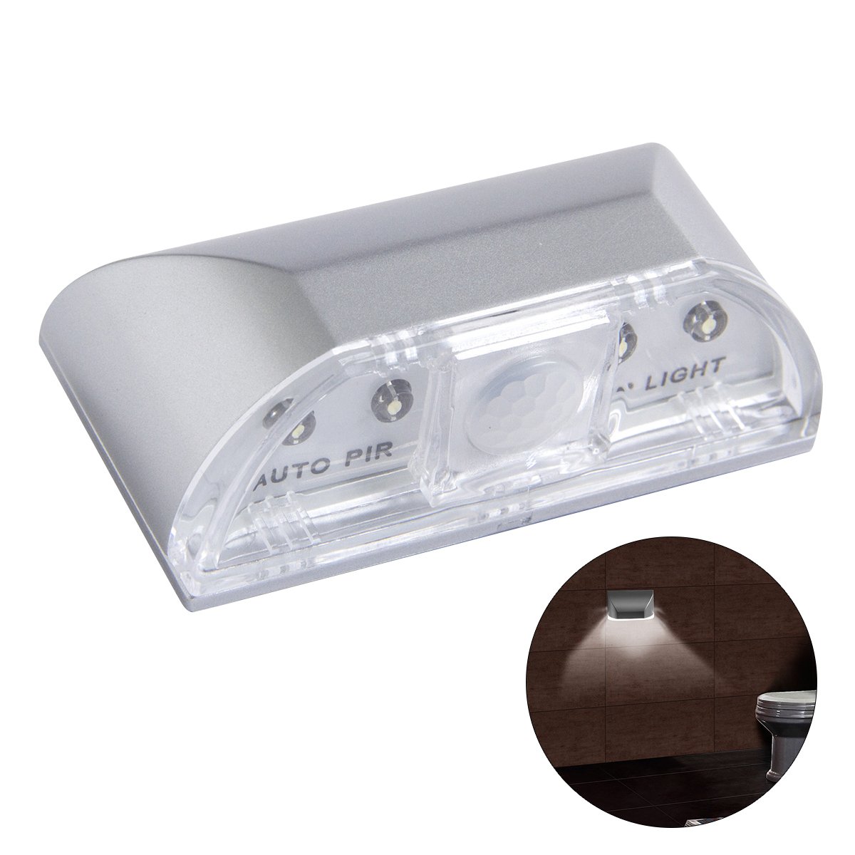 Toddmomy 2 pezzi Lampada LED Sensore Movimento Porta Luce Notturna Infrarossi Intelligente con Induzione Corpo Umano Piccola Applique da Parete Argento per Ingresso e Armadio