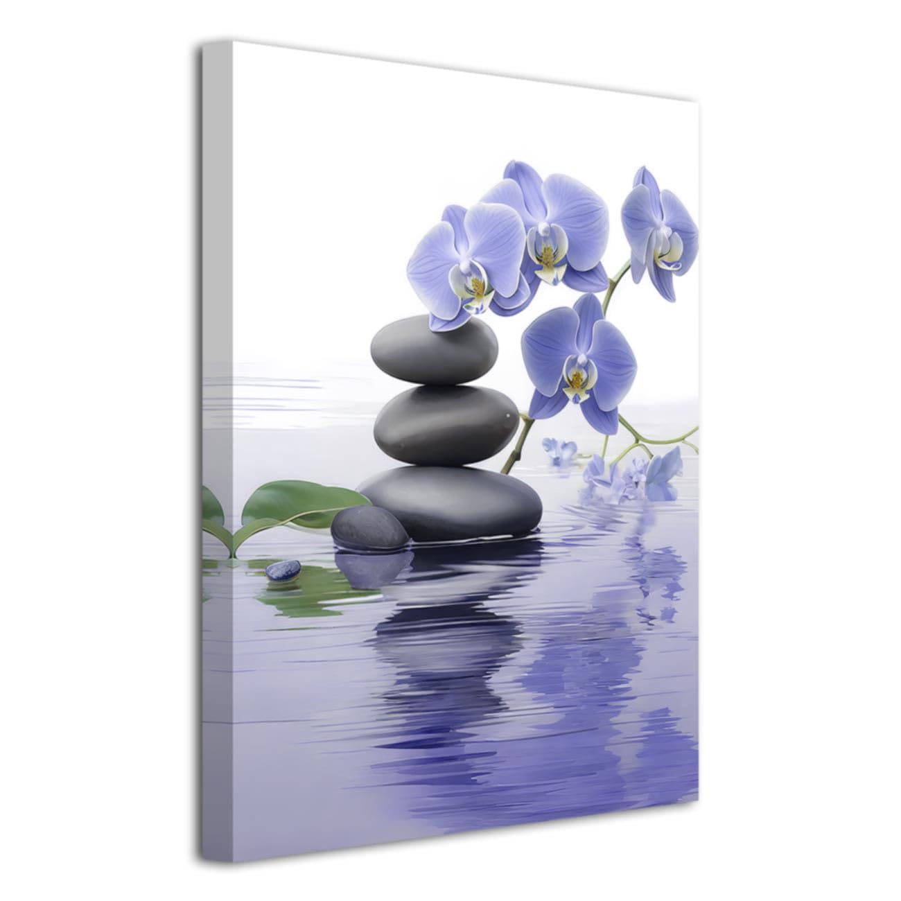 Quadro da Parete Zen per Bagno con Orchidea e Pietre, Dipinto Spa, Natura Morta, Stampe su Tela per Meditazione, Decorazione Spirituale per la Stanza, incorniciato (Viola, 42L x 2