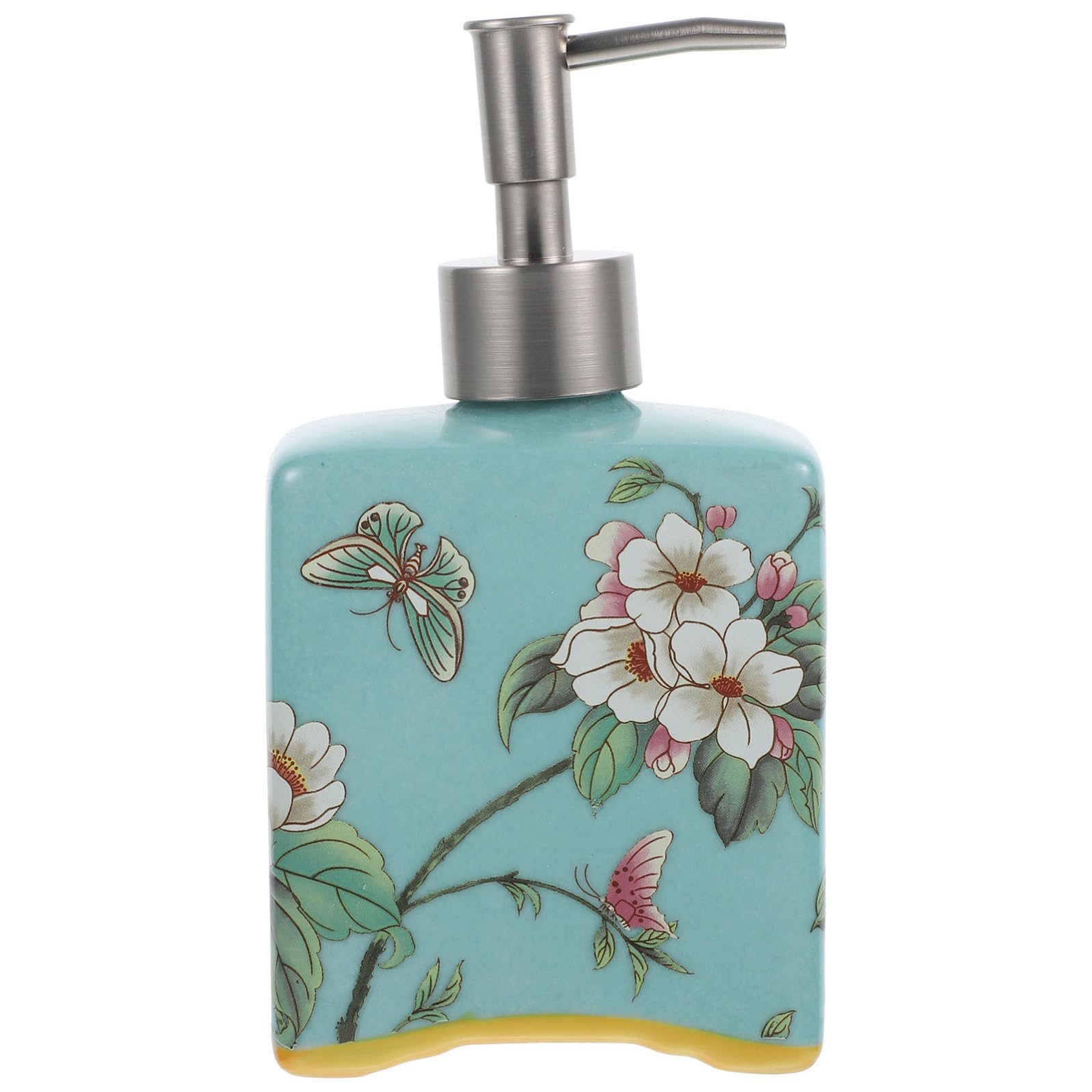 GALPADA Dispenser di Sapone Facile da Usare in Ceramica da 410ml con Pompa in Acciaio Inossidabile per Sapone Liquido e Prodotti Doccia, per Uso Hotel e Casa