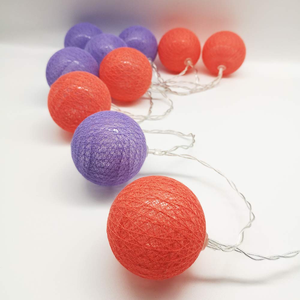 10pcs Cotton Ball LED String Lights Battery Operated, DOTBUY Fairy Lights for Wedding Party Halloween Outdoor Indoor Decor Garlands Create Atmosphere (Romantic purple,1.8M/10LED)