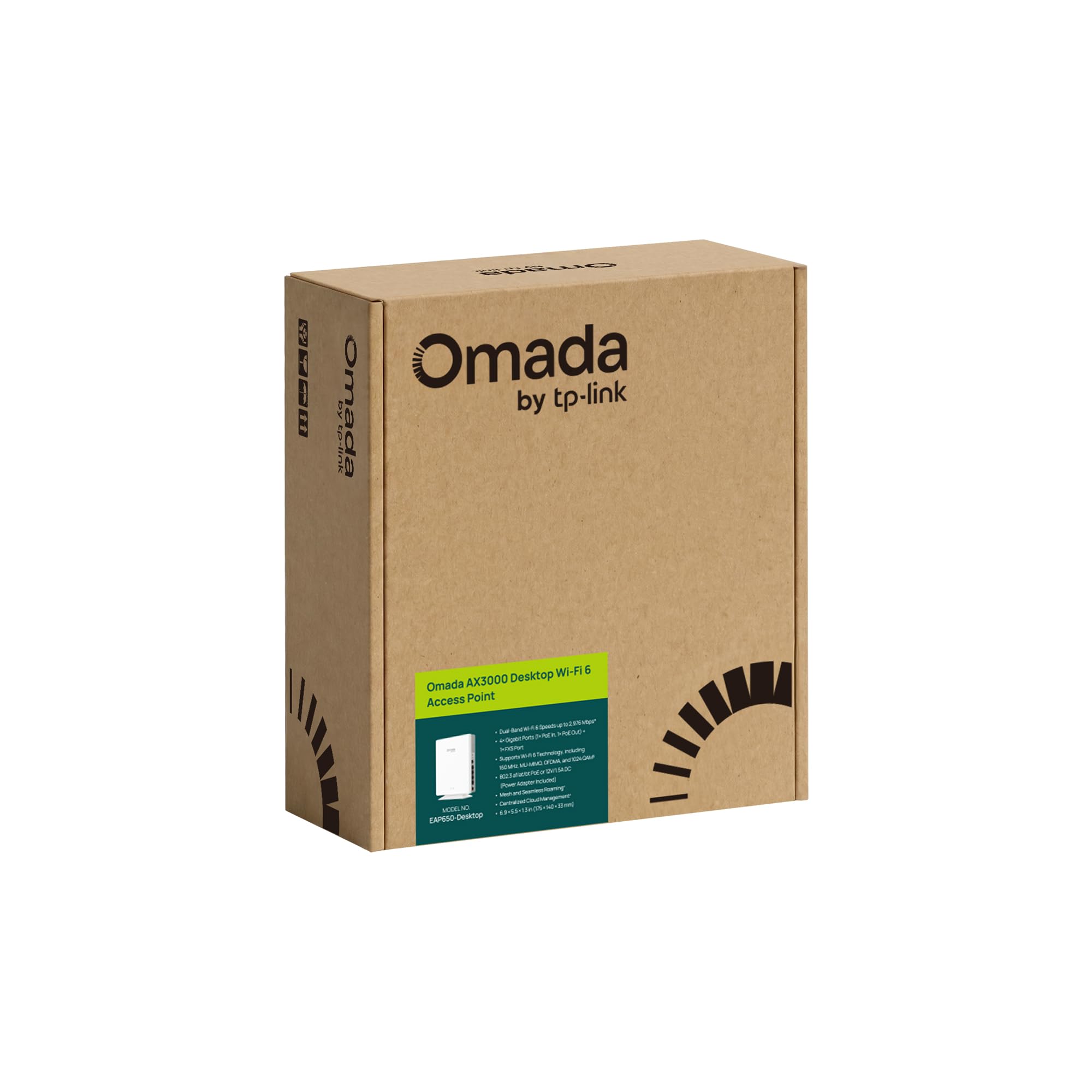TP-Link Omada EAP650-Desktop AX3000 WiFi 6 Access Point, Dualband WLAN Access Point mit 4 Gigabit Ports, PoE++, Mesh, MU-MIMO, Omada SDN Cloud Management für Büro, Hotel & Zuhause