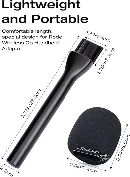 Rode Handheld Wireless Mic Stand with Pop Filter, Holder for Wireless Go 2/Pro, Interview Microphone Adapter for Go/ME