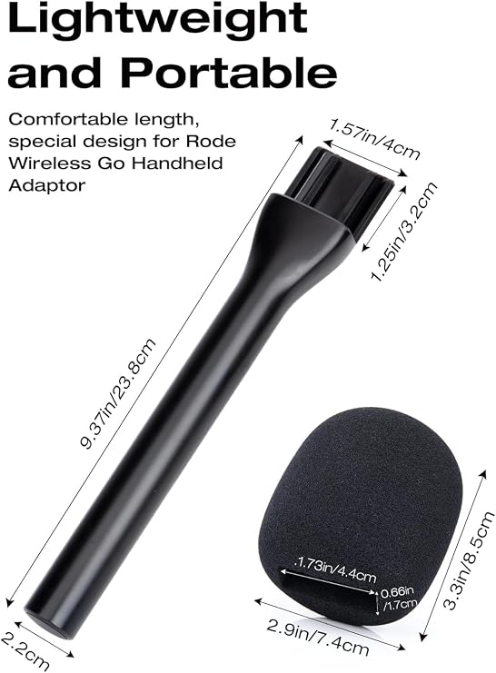 Rode Handheld Wireless Mic Stand with Pop Filter, Holder for Wireless Go 2/Pro, Interview Microphone Adapter for Go/ME