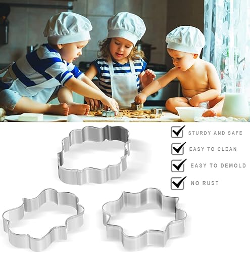 Miniatura 4 de Marco de placa de acero inoxidable para pastelería, galletas, cortador de galletas, pastelería, fondant, moldes para panqueques, paquete de 3