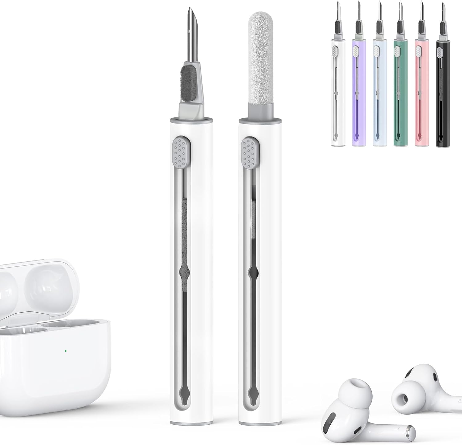 Cleaner Kit for AirPods Pro 1 2 3 Earbuds,Multi-Function Cleaning Kit Pen Shape with Soft Brush Flocking Sponge Tool for Bluetooth Earphones Headphones Charging Case,Phone,Camera and Computer(White) Cleaner Kit for AirPods Pro 1 2 3 Earbuds,Multi-Function Cleaning Kit Pen Shape with Soft Brush Flocking Sponge Tool for Bluetooth Earphones Headphones Charging Case,Phone,Camera and Computer(White)