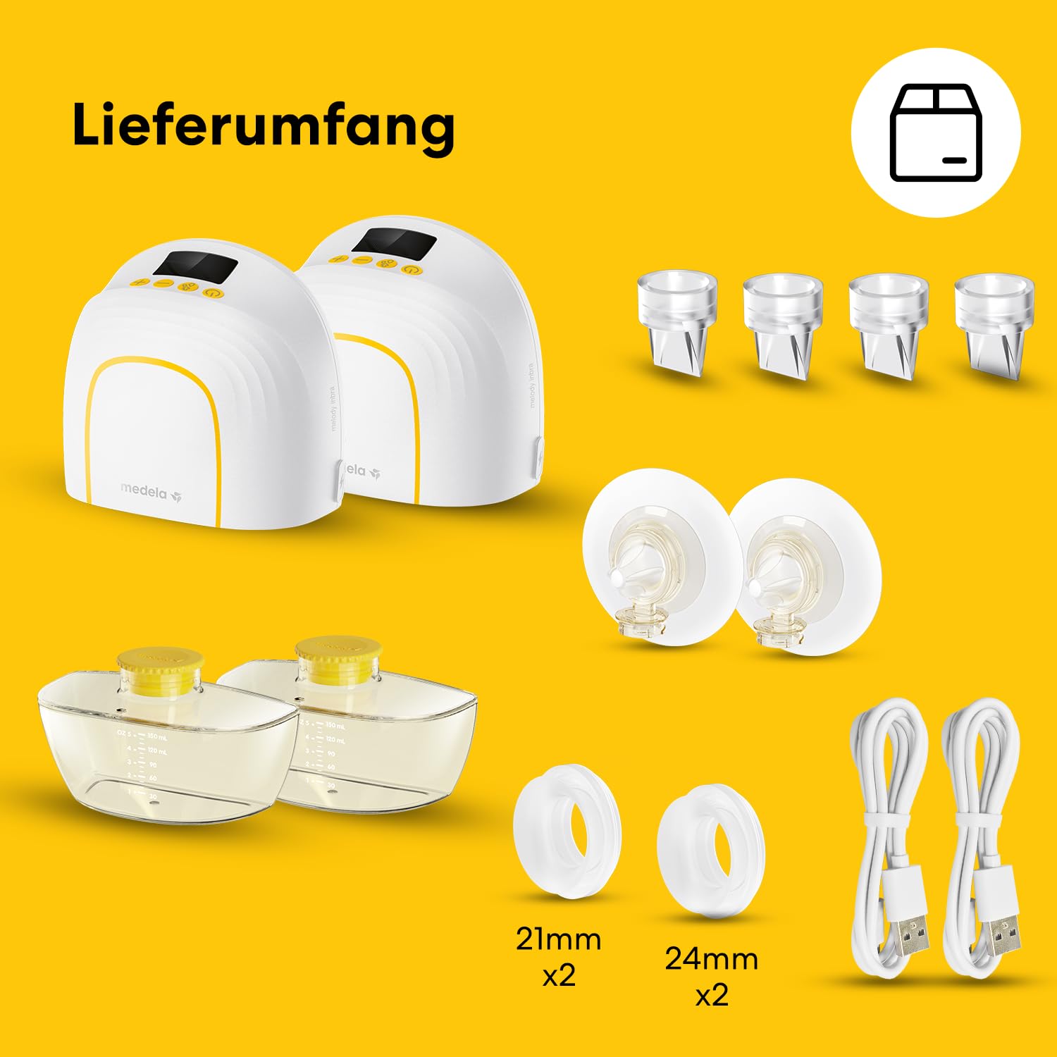Medela Melody InBra Tragbare Doppelmilchpumpe (2x Einzelmilchpumpe), Hands-free, einfaches Pumpen & Aufbewahren, starke Leistung, 2 Modi & 9 Vakuumstufen, USB-C-Ladeanschluss
