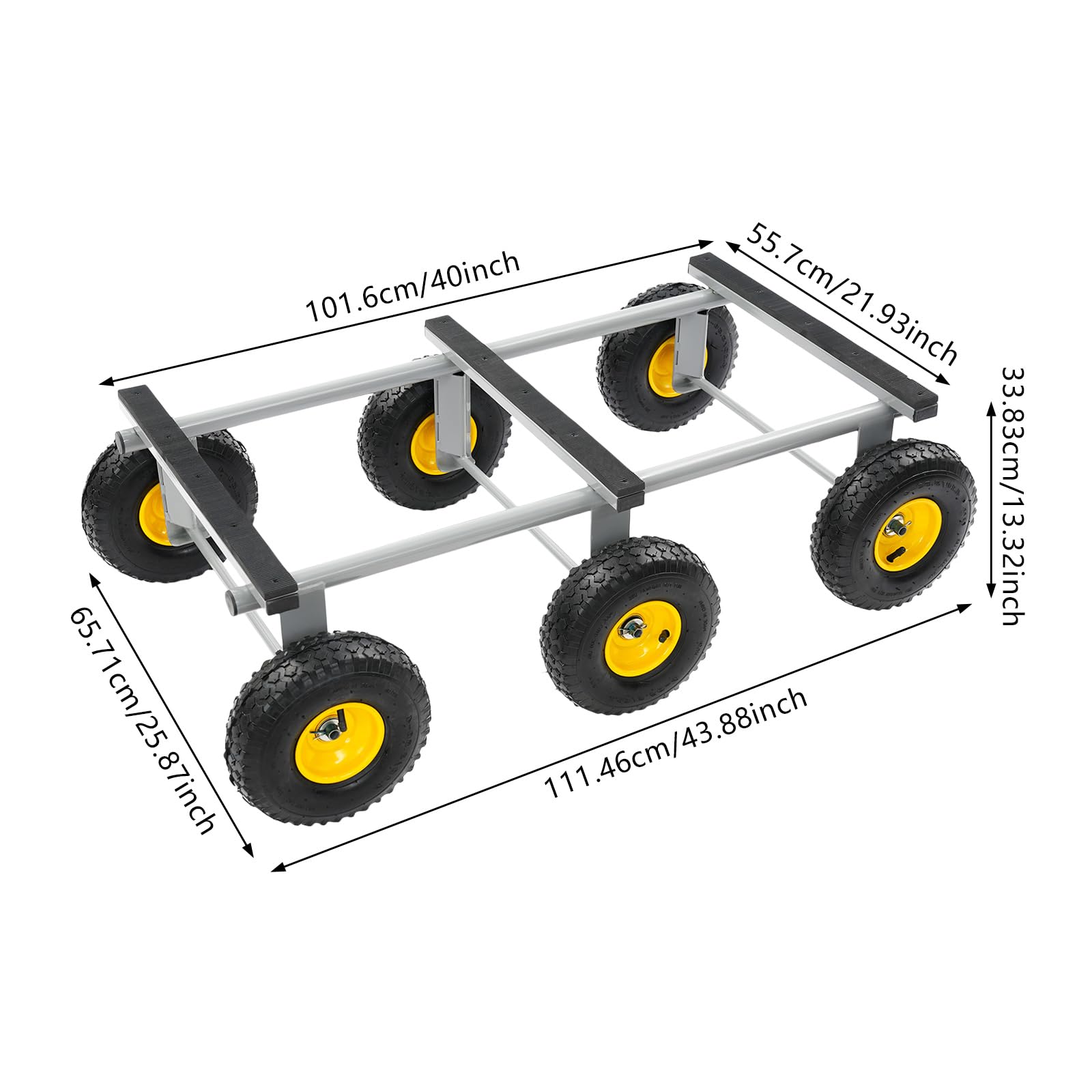 Carro de transporte de 6 ruedas, 1200 libras, carga pesada, carretilla de transporte, neumáticos de aire, carro multifunción, 101,6 x 55,7 cm
