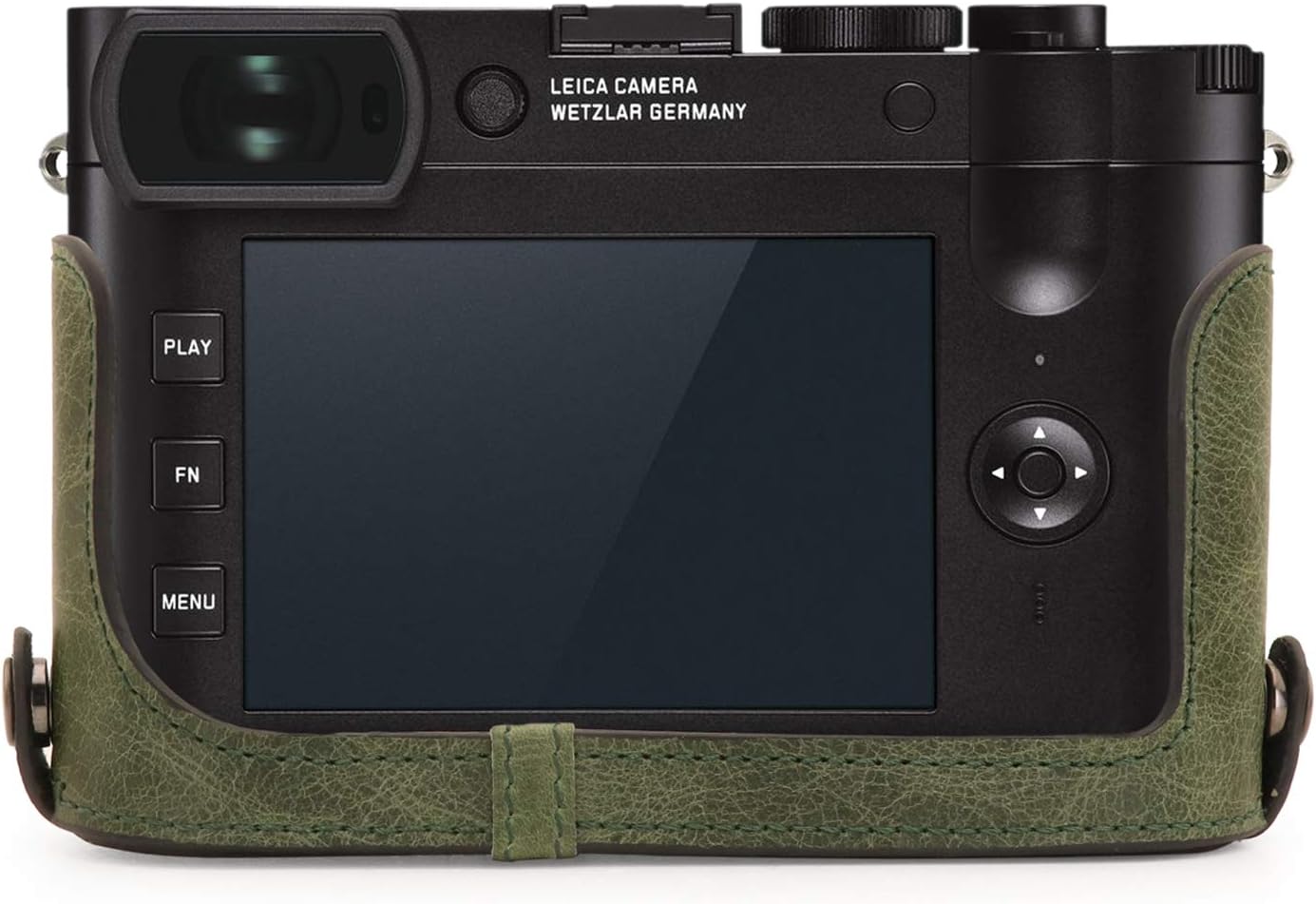 MegaGear MG1721 Ever Ready Genuine Leather Camera Half Case Compatible with Leica Q2 - Green