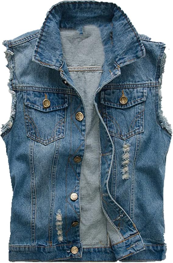Veste en jean d?�chir?� pour homme : Amazon.fr: Mode
