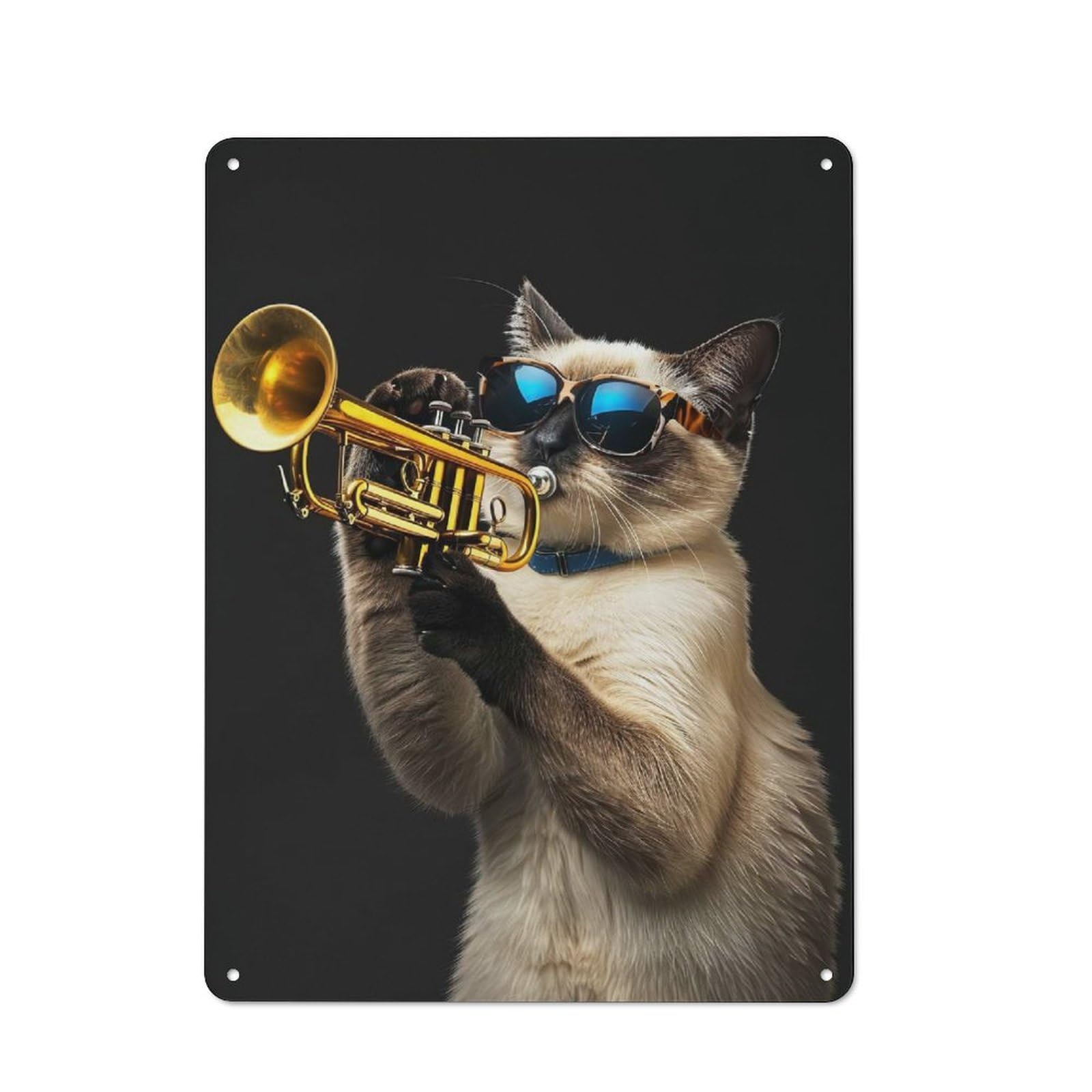 Junmoney Style-13 Tin Wall Plaque 40X30cm With Siamese Trumpet For Garage Wall, For People Furnishing A Garage, For Retro Home Interiors