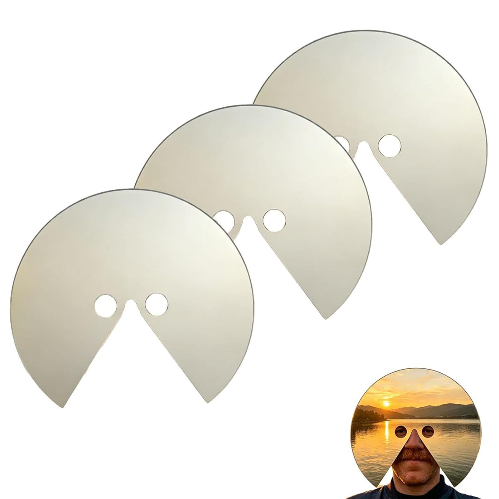 Mirror Mask - What I'm Looking At, Head Mounted Mirror, Anti-Selfie Head-Mounted Mirrors, Heads Mounted Reflective Face Accessory, for Video Art, Costume Events, and Creative Expression (3PC)
