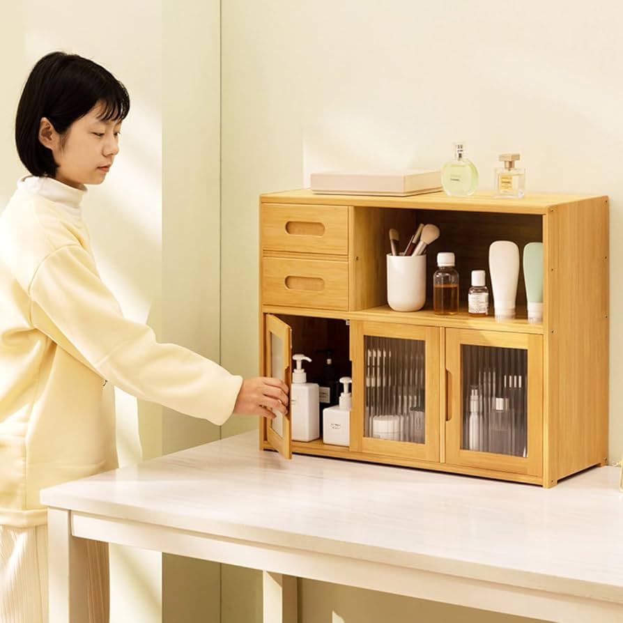Amazon｜MJKQ9 ミニ 食器棚 収納ボックス 天然竹 竹製 レター
