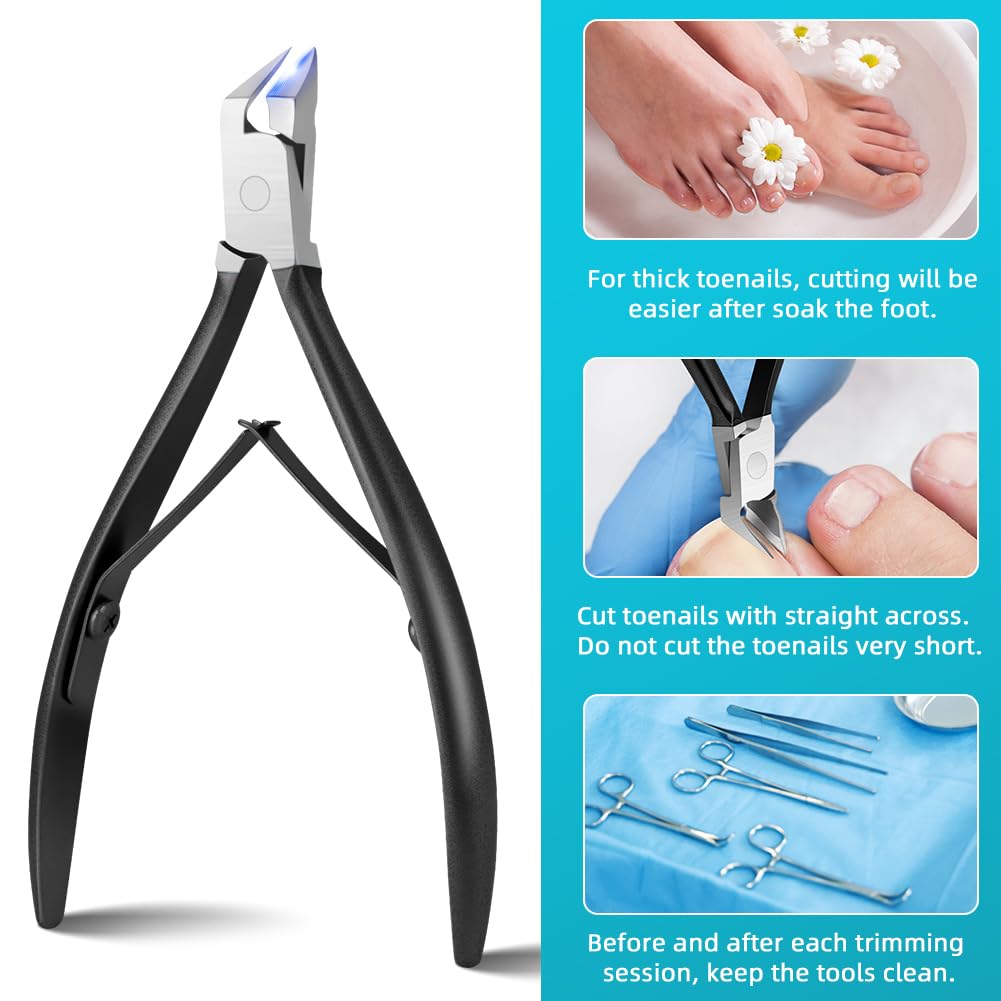 AOOWU Tagliaunghie Inox Professionale, Tronchesino Unghie Piedi Lama Dritta, Tagliaunghie Piedi di Precisione, Tronchese Unghie, per Uper Unghie Spesse e Dure Pedicure e Manicure Strumenti