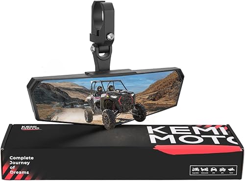 Kemimoto - Espejo central UTV espejo retrovisor transparente con abrazadera de aluminio ajustable de perfil bajo a prueba de óxido de 15 a 2