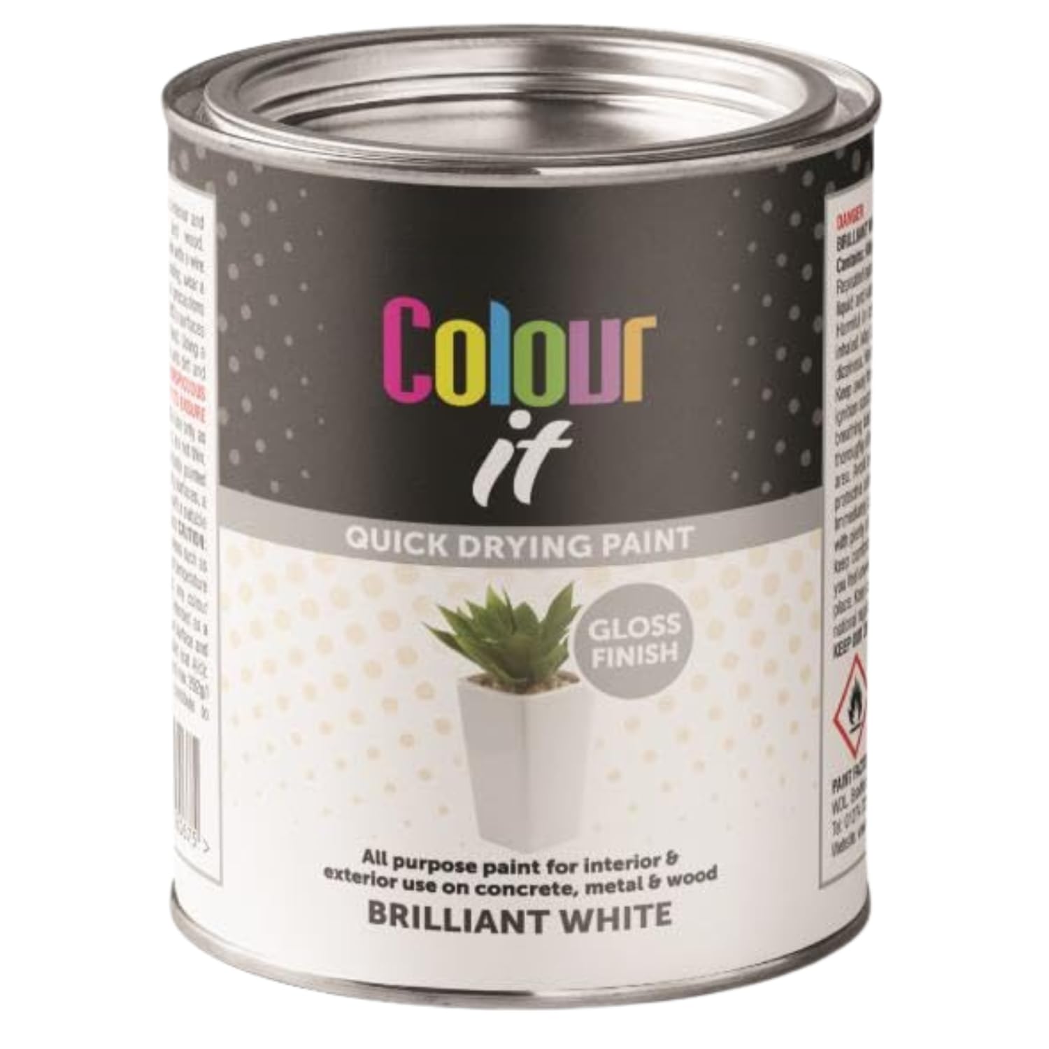 Inspired Essentials 300ml Non Drip Paint Tin Exterior Interior Hard Drying Performance Multi-Purpose Tin for Metal, Wood, Plastic, Walls with Perfect Finish (1, White Gloss)
