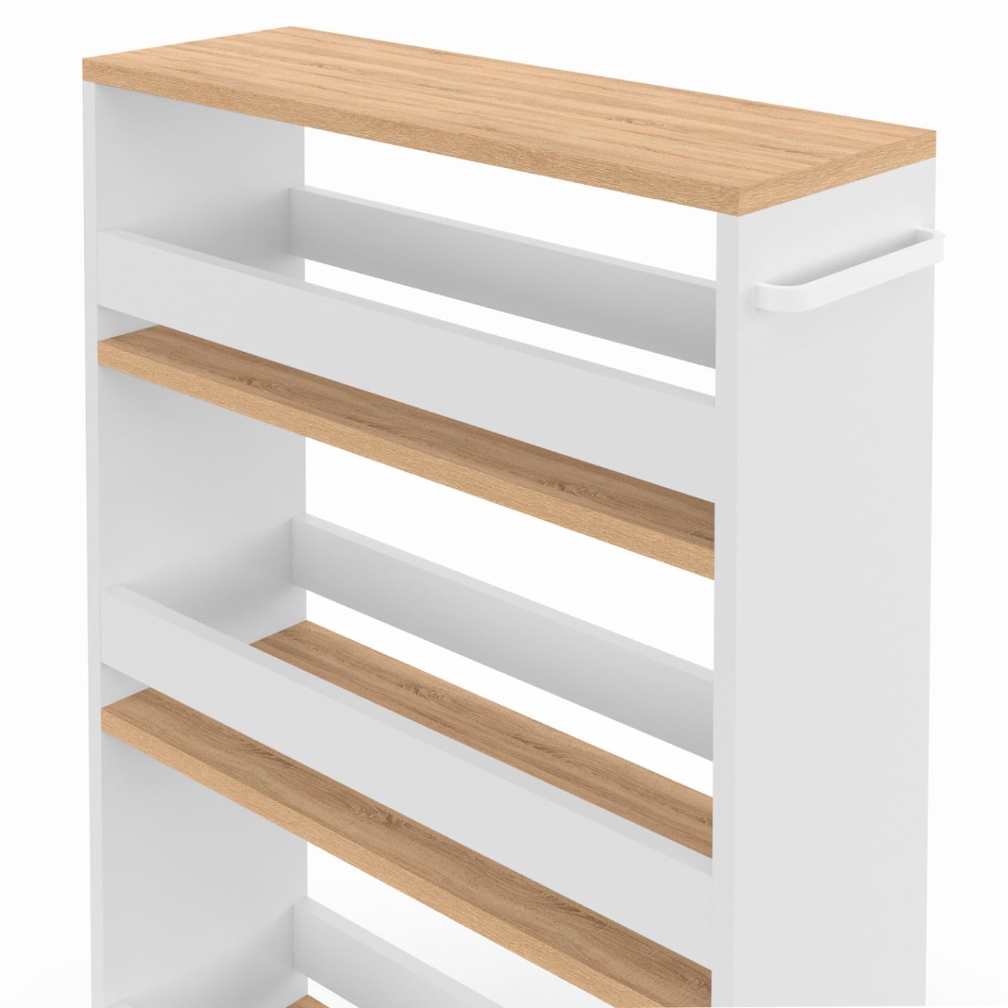 IDMarket - Desserte de cuisine gain de place HAGA chariot de rangement à étages blanc et façon hêtre