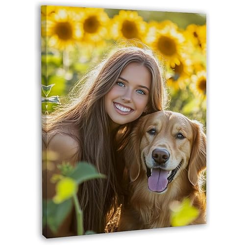 Personalized Photo Canvas Print Wall Art Custom Canvas Prints with Your Photo Customized Canvas Picture Frame Gifts for Pet Baby Family Mom Dad Men Women Couple Boyfriend Girlfriend