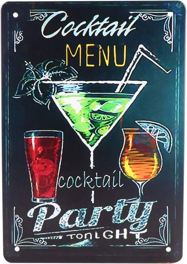 Bpa Coctail Menu Retro Bar Tin Wall Sign
