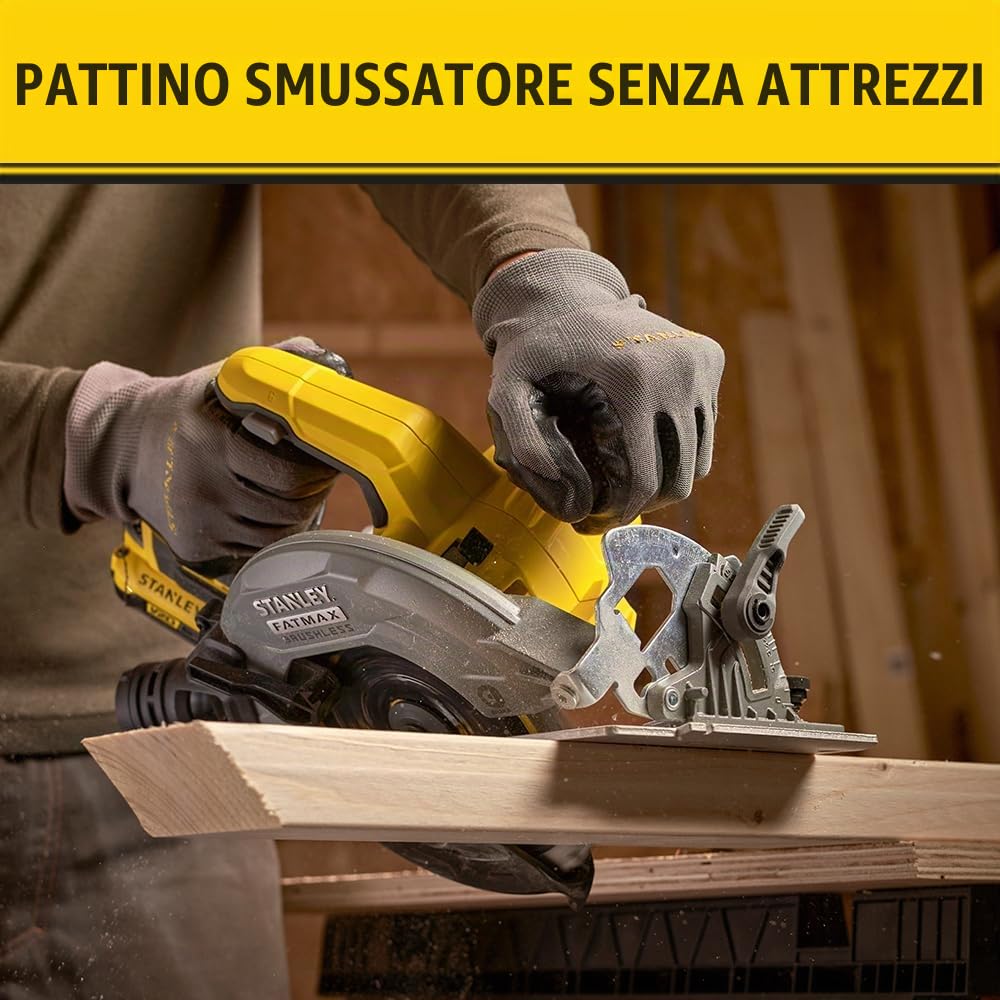 Stanley FatMax SFMCS550B-XJ - Sega Circolare V20 Brushless a Batteria 18V, Unità senza Batteria e Caricabatterie, in Scatola di Cartone