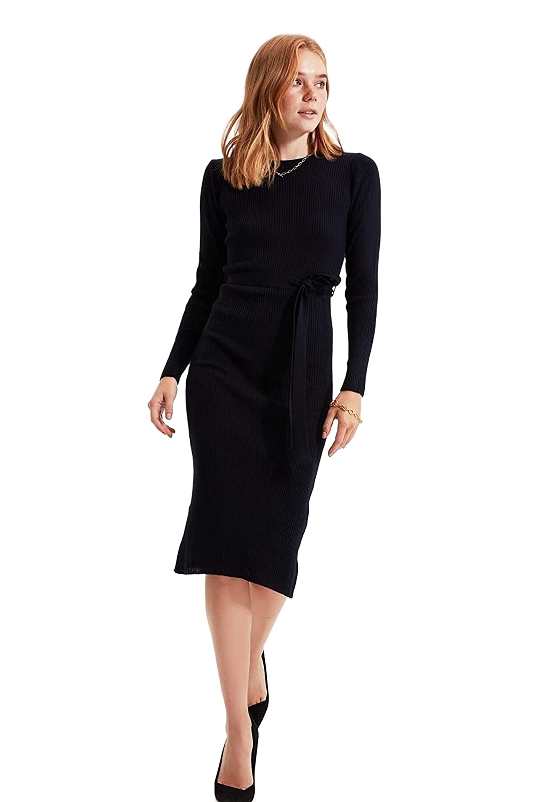 Trendyol Women Midi A-line Slim fit Knitwear Dress Navy Blue