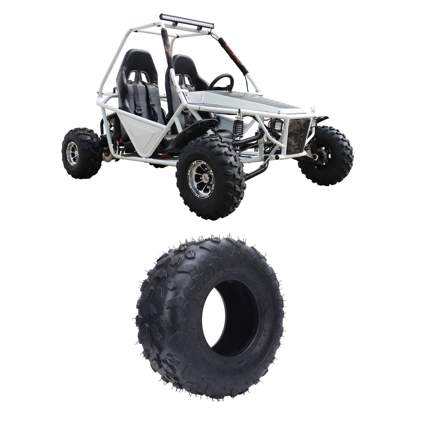 Luocute Opony Bezdętkowe 145x70-6, Terenowe Opony do Wózków Gokartowych ATV UTV o Zwiększonej Przyczepności i Odporności na Przebicie, do Obręczy 6 Cali Przód tył Uniwersalne Dopasowanie