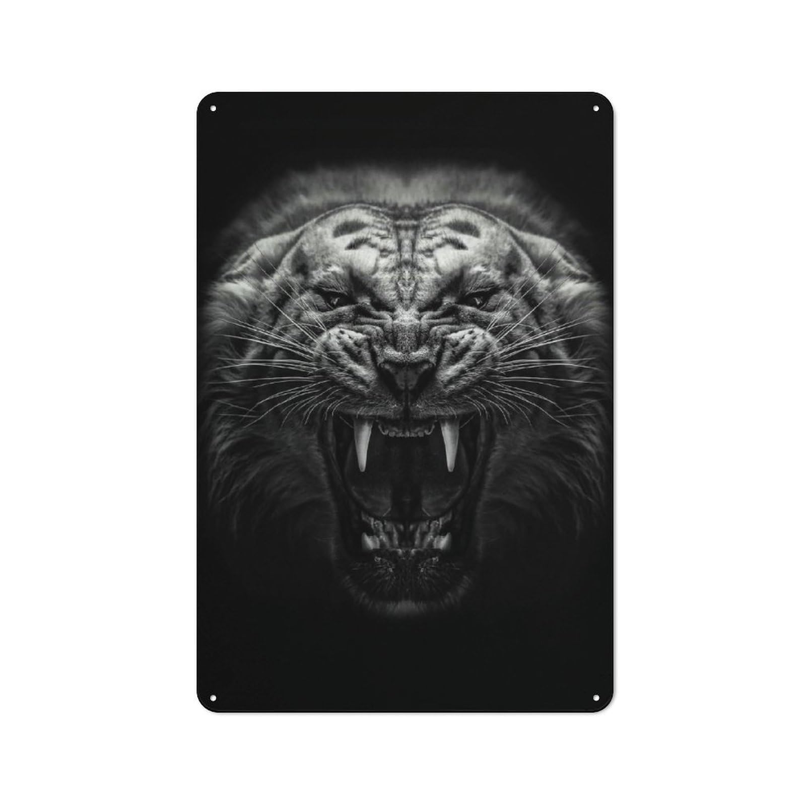 Junmoney Style-23 Angry Tiger Poster Vintage Metal Wall Sign 30X20cm For Garage Wall, Suited To Garage Decor Collectors