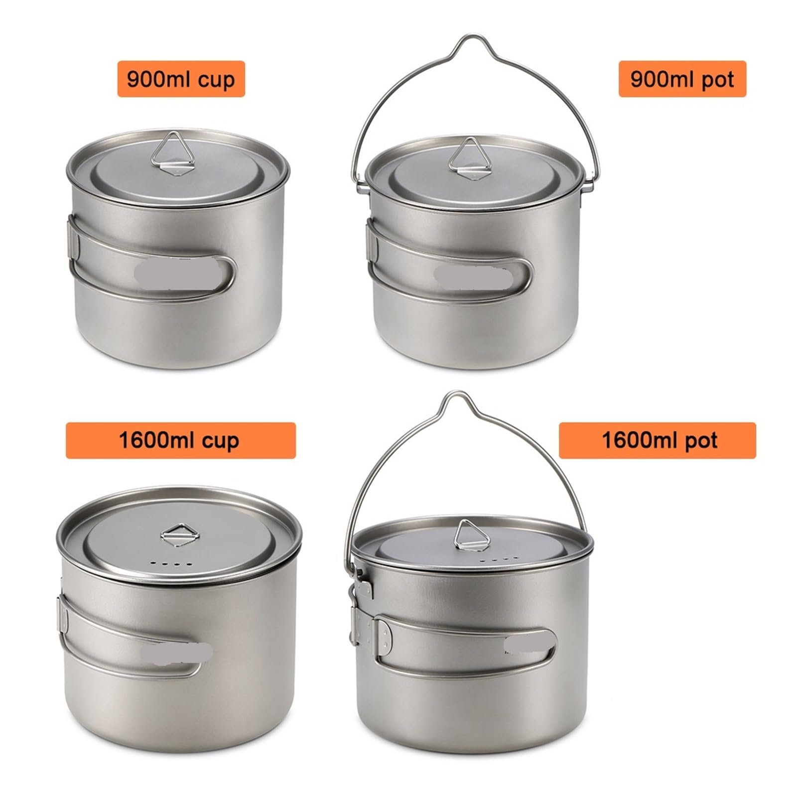 Generico Compatibile con Tazza da 900 ml Ultraleggera Portatile Appendere Coperchio e Manico Pieghevole Campeggio all'aperto