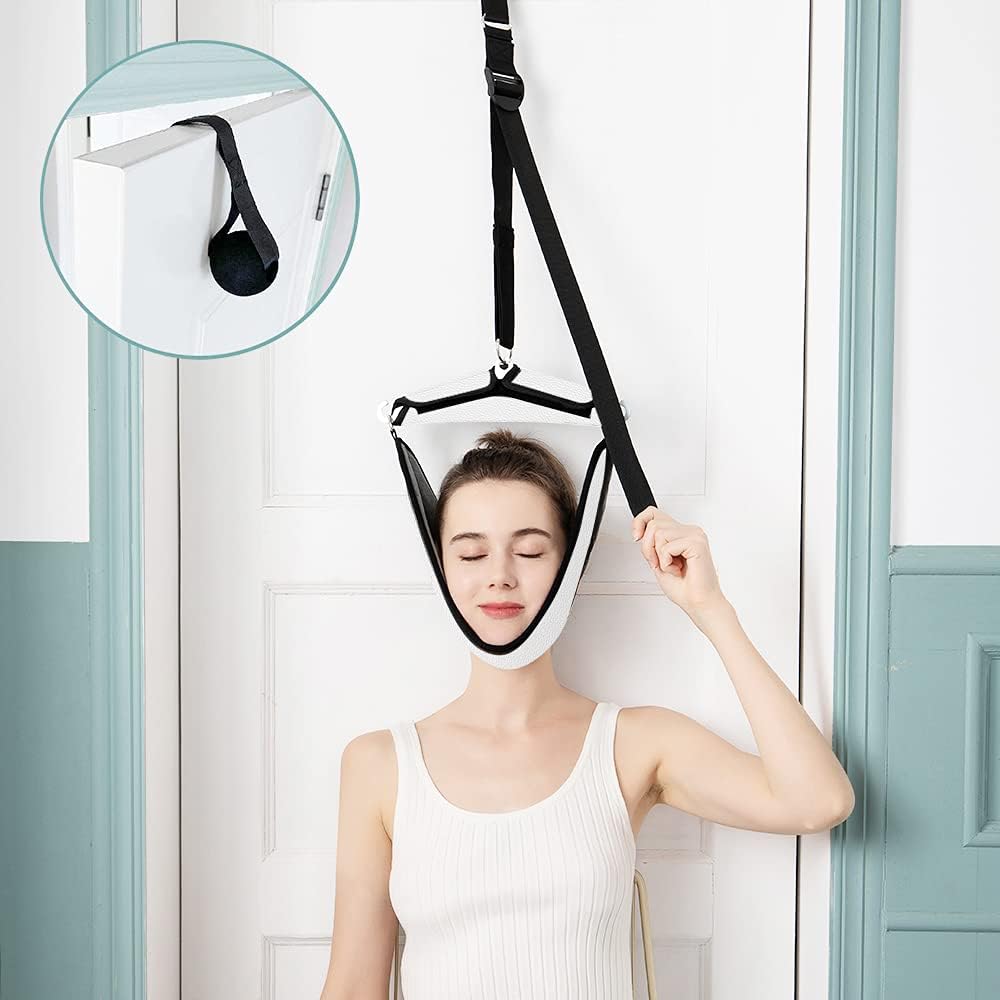 Cervical Neck Traction Device Portable Over Door Device for Neck Pain Relief, Overhead Traction Stretcher Home Physical Therapy for Arthritis, Disc Bulges and Spinal Decompression(White) : Health & Household