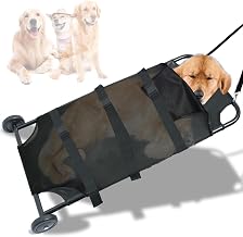 250lbs Dog Stretcher for Large Dogs, 48x26 Inch Dog Trolley with Noiseless Wheels, Dog Emergency Carrier Gurney, Veterinary Rescue Stretcher