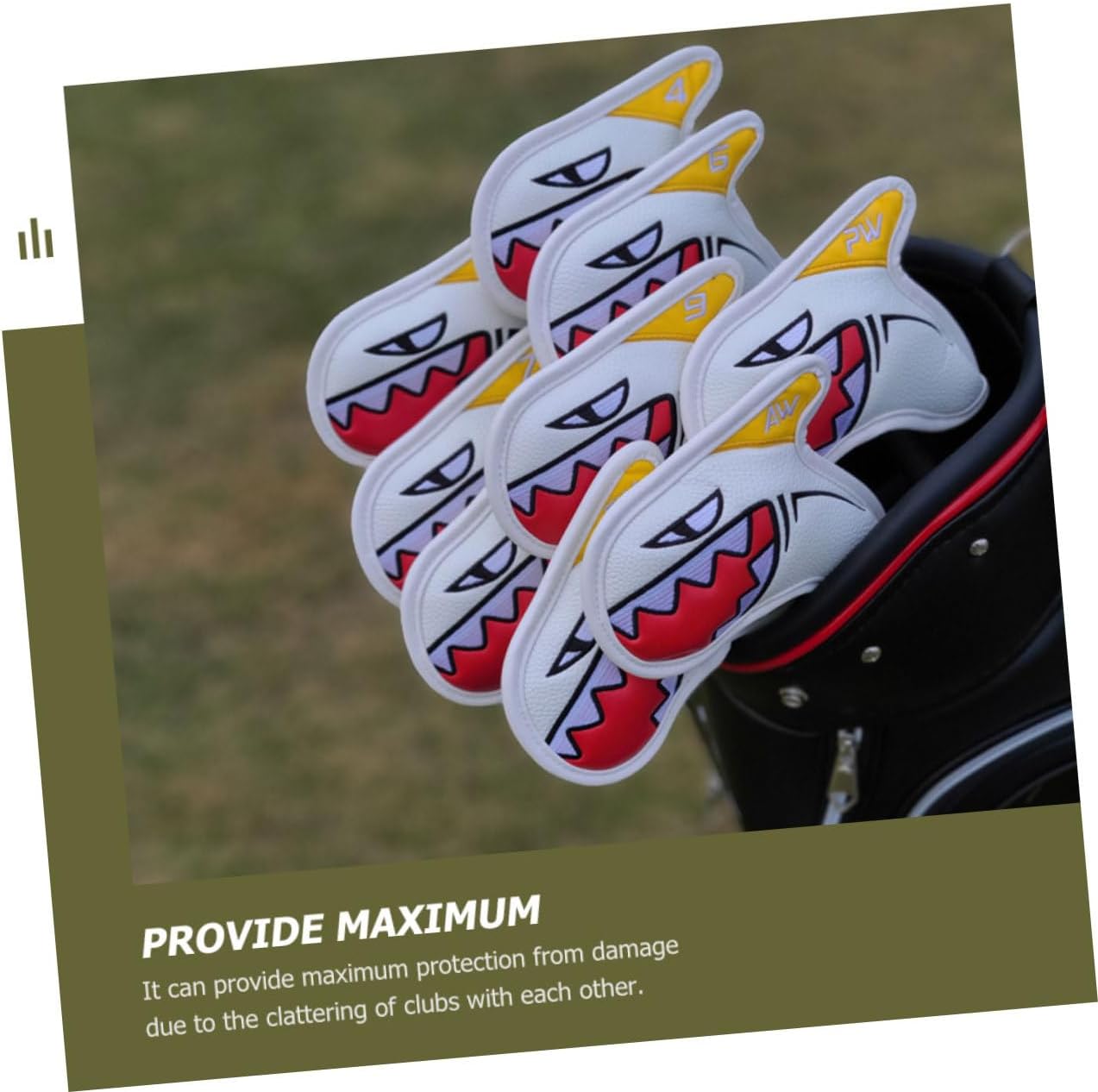 Didiseaon 9pcs Golf Club Head Covers Set, White Decorative Driver and Iron Covers, Professional Putter and Club Accessories for Men and Women Golfers