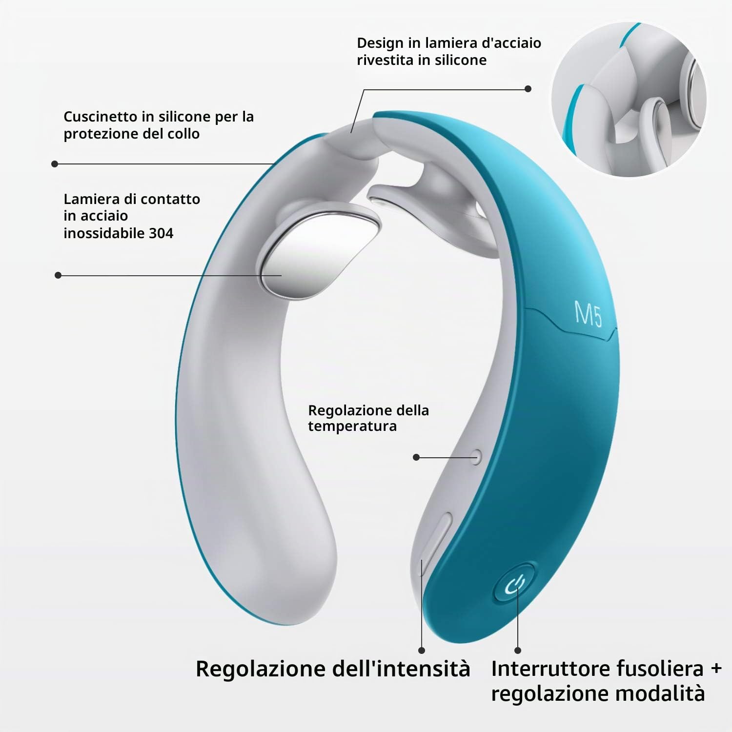 Massaggiatore per Collo, Massaggiatore Cervicale Intelligente, Allevia i dolori Muscolari del Collo, 6 Modalità e 18 livelli di intensità,Adatto per Viaggi,Famiglia,Auto,Ufficio,Miglior Regalo